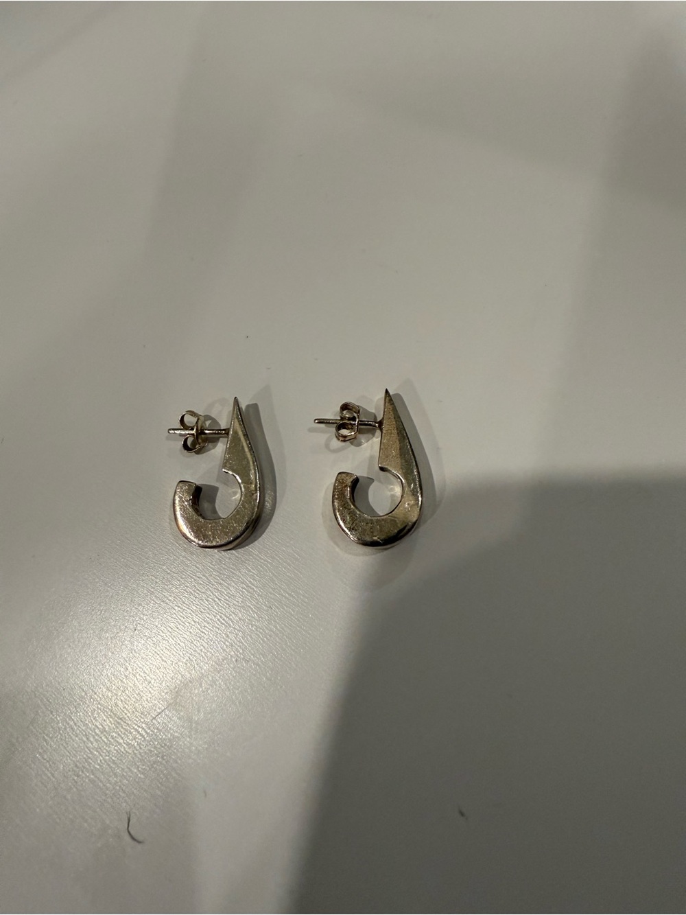 Mexico Sterling Silver 925 Curved Drop Stud Earrings - Women Jewelry